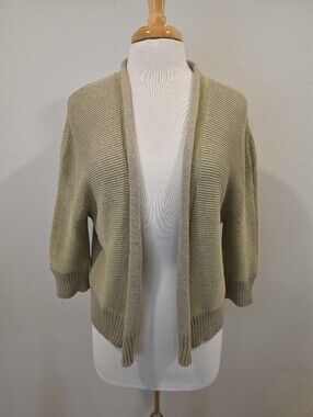Margaret O'Leary Chartreuse Green Open Front Cardigan